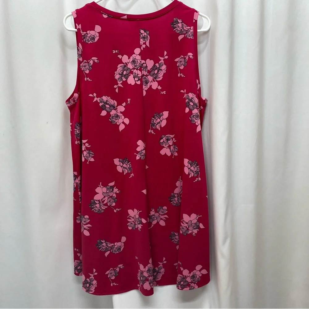 Lane Bryant womens 14/16 floral sleeveless blouse top shirt plus size pink boho